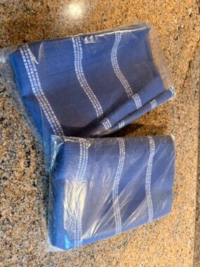 Two (2) 19" x 19" Navy and white striped outdoor pillow covers